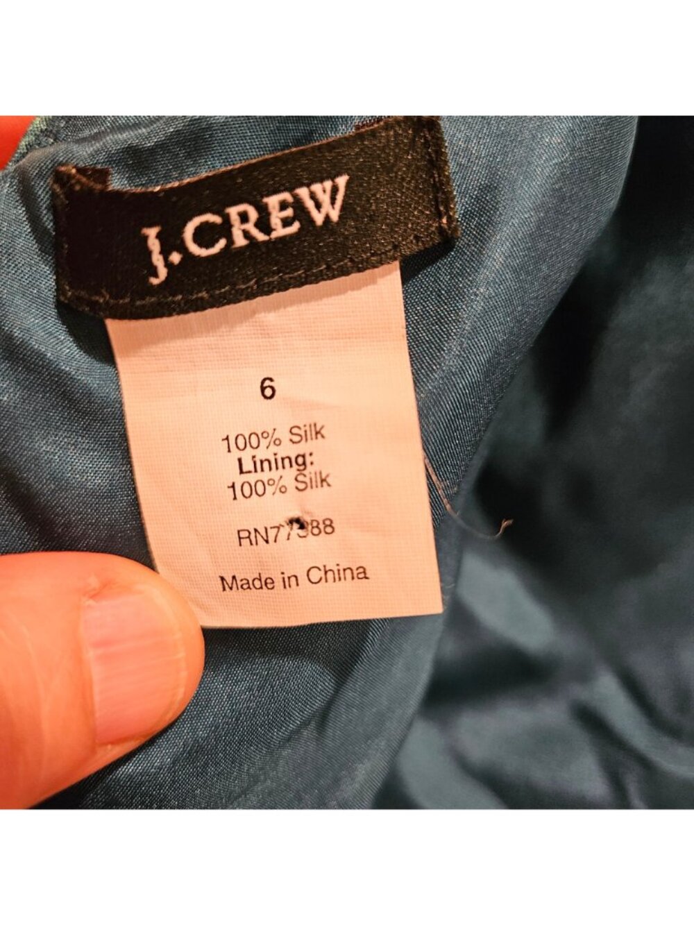 J. Crew 100% Silk Dress Womens 6 Blue Black White Abstract Print Pleated Pockets - Picture 13 of 13
